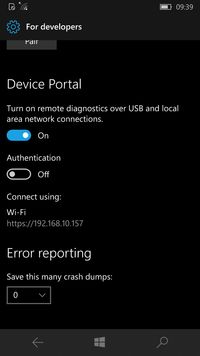Set Device Portal to On